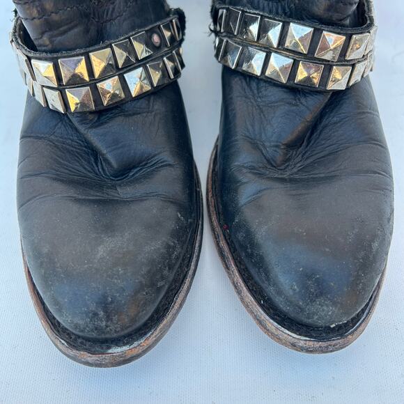 Corral Western Studded Cowgirl Booties Short Boots Black Silver 6.5 Point Toe - Picture 6 of 11